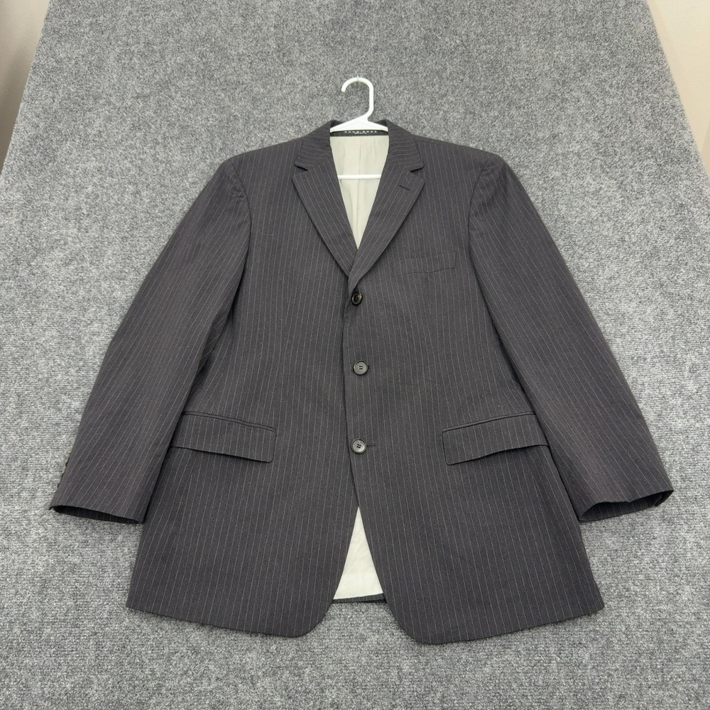 Hugo Boss Suit Jacket Men 40R Gray Virgin Wool Pinstripe Rossellini Professional